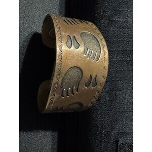 Signed Native Copper Cuff Bear Paw